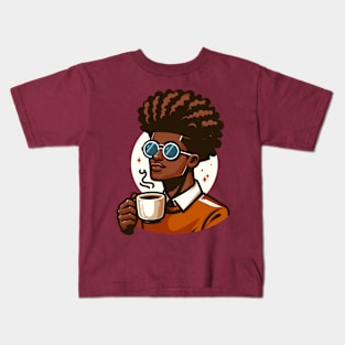 Afrocentric Man Drinking Coffee Kids T-Shirt